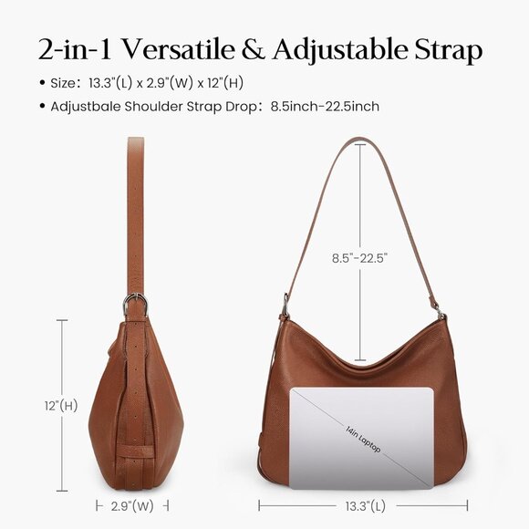 Spacious Slouchy Women’s Hobo Bag in Rich Brown Leather – Organized Luxury - Picture 6 of 7